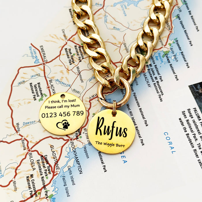 Dog Name Necklace, Lightweight Chain Collar, Dog Necklace for Dogs, Personalized Cuban Chain Link Dog Collar, Dog Jewellery, Gift for Dog